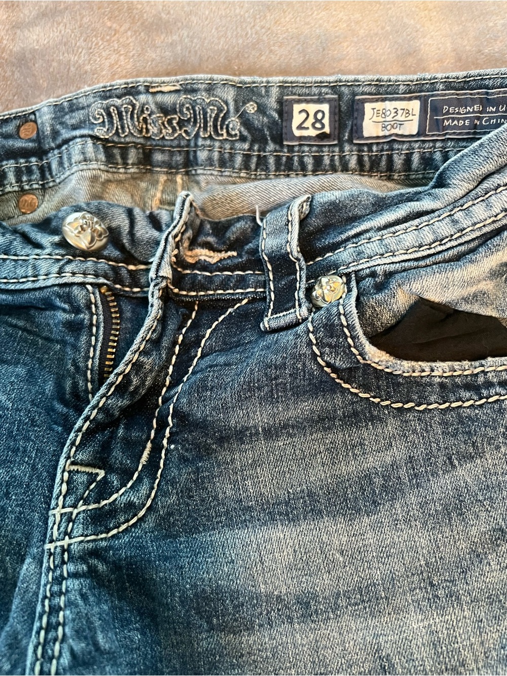 Miss Me Women's Boot Cut Jeans - Dark Blue Wash - Picture 3 of 6